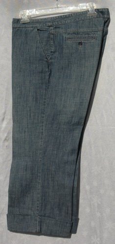 DANA BUCHMAN Denim Cuffed STRETCH Capris Cropped Pants - Size 10
