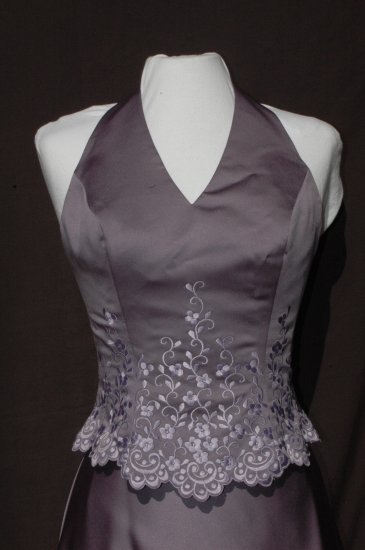 MORI LEE Purple EMBROIDERED 2 Pc. Prom Pageant Halter Skirt Top DRESS & Wrap - Size 7/8