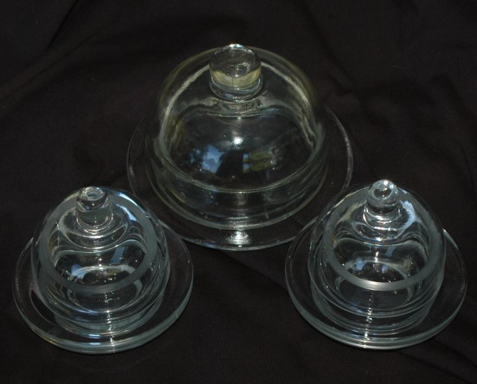 Set of 3 Clear Glass Butter Dishes from Anchor Hocking 86571 with Domes