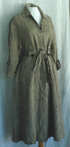 FLAX by Jeanne Engelhart Vertical Stripe LINEN Dress - Size Petite