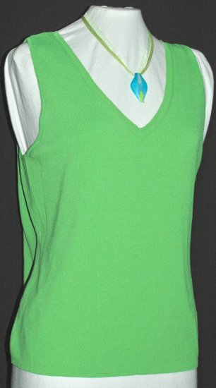 CHICO'S Vibrant Green V neck Tank top - Chico's Size 2
