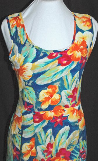 JAMS WORLD Vibrant Empire Waist HIBISCUS Dress - LARGE