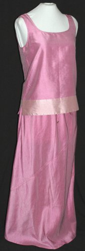 DANA BUCHMAN 2 Piece Skirt & Tank Top PINK RAW SILK Set Outfit - Size Small