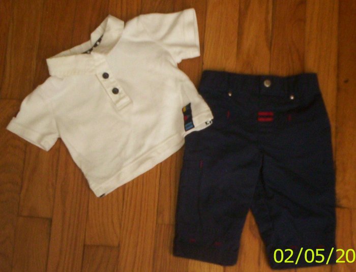 Handsome NN boys 0-3 mos George 2pc nautical outfit