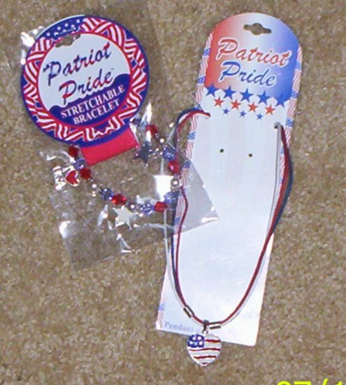 NWT 2pc patriotic jewelry set bracelet/ rope necklace