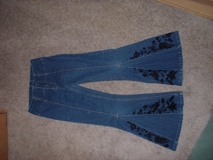 Girls' Size 8 Flare Blue Jeans Velvet Butterflys and Flowers ***SHIPPING IS INCLUDED!!***