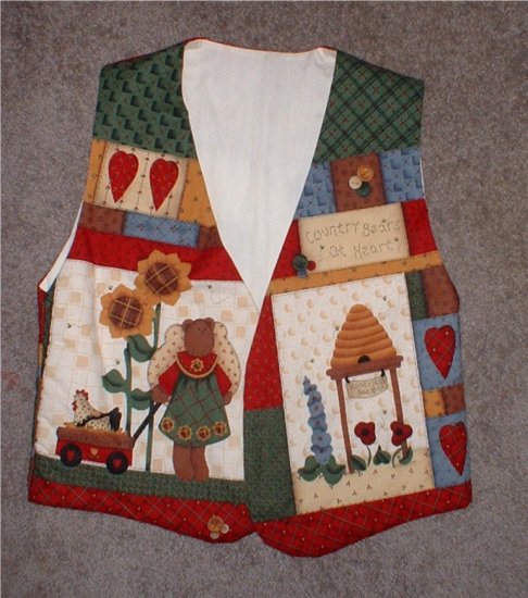 Ladies VEST Handmade Small Size Bears/honey/bees. INCLUDES SHIPPING!!