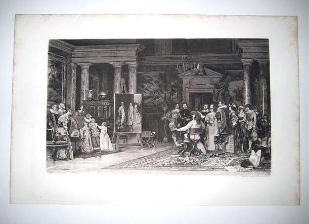 "Charles in the studio of Vandyke' by E.Gelli. Grauvure from 1880's