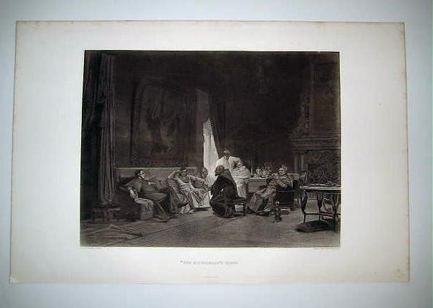 'The Missionary's Story" by J.G.Vibert , Antique Gravure from 1880's