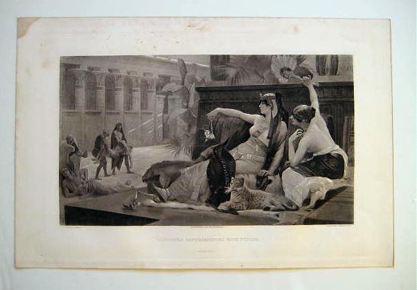 'Cleopatra experimenting with poision' by A Cabanel, Gravure 1880's