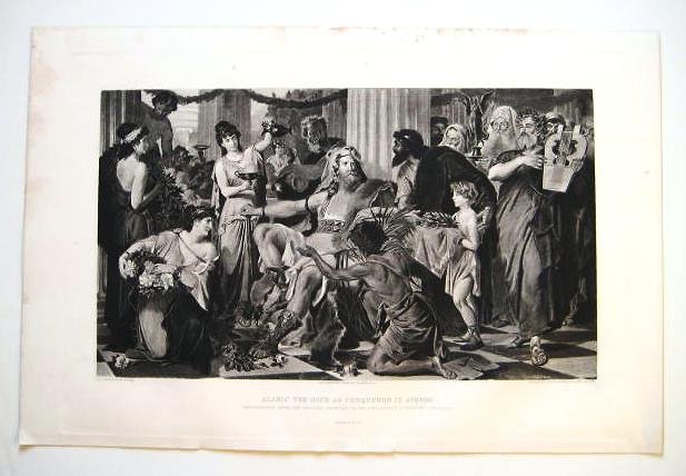 'Alaric the Goth as Conqueror in Athens" by Thiersch. 1880's gravure