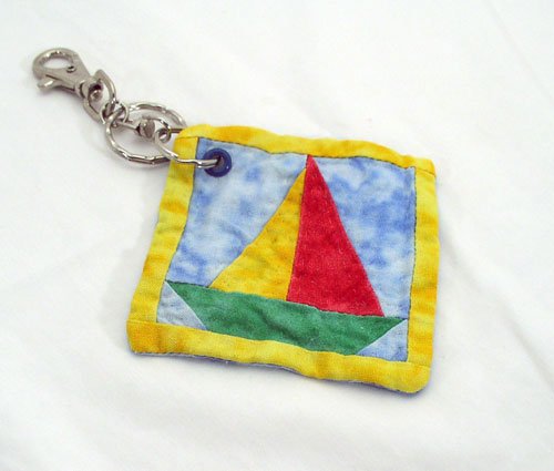 Sailboat Quilt Block Key Chain