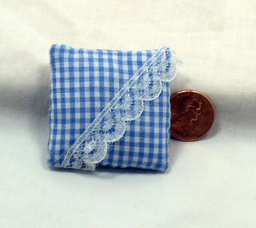 Blue Gingham Pillow 1:12 Dollhouse Miniature