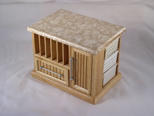Oak Bistro Island 1:12 Dollhouse Miniature