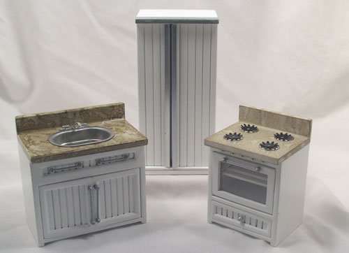 White Bistro Kitchen 1:12 Miniature Dollhouse