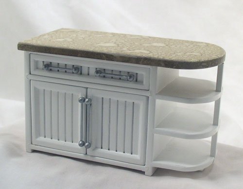 White Bistro Round End Cabinet. 1:12 Miniature