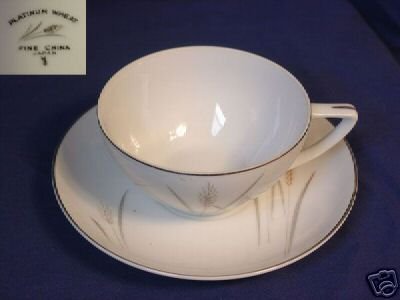 Fine China of Japan Platinum Wheat 5 Cup & Saucer Sets