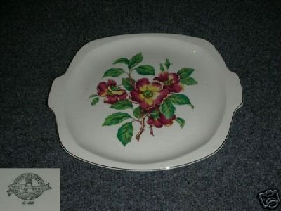 Paden City Rosewood 1 Handled Cake Plate