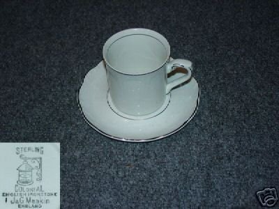 J & G Meakin Silver Baroque 5 Cup and Saucer Sets