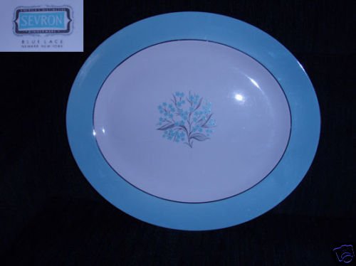 Sevron Blue Lace 1 Oval Serving Platter - 15 1/4"