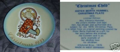 Berta Hummel Christmas Child 1975 Collector Plate