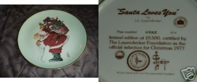 Santa Loves You 1977 Christmas Collector Plate