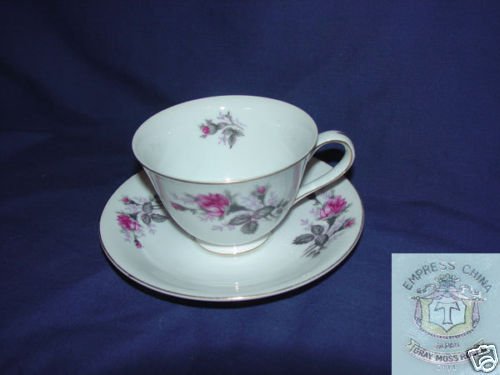 Empress Gray Moss Rose 6 Cup and Saucer Sets