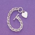 Sterling Silver Link Bracelet With Heart Pendant