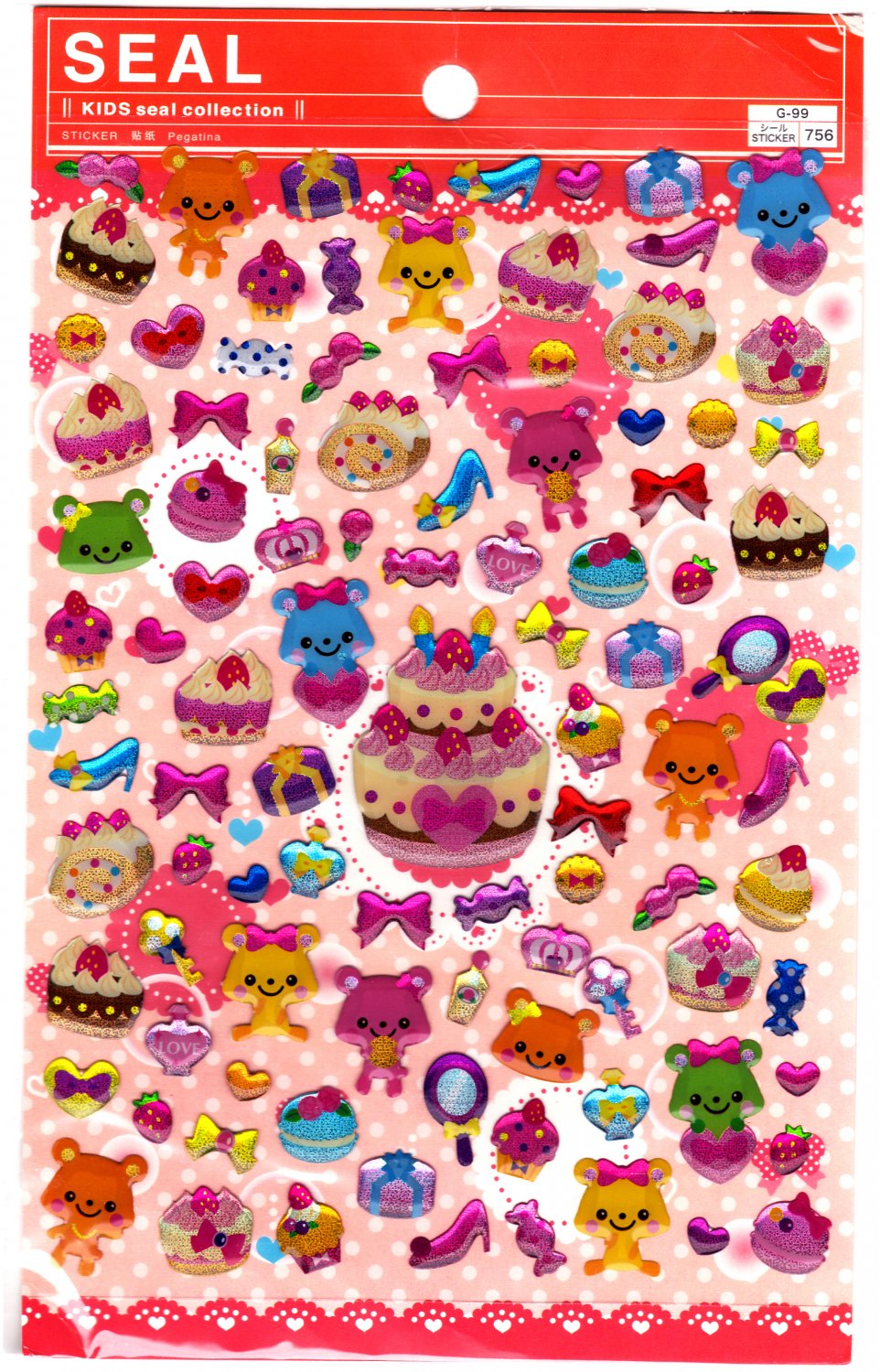 Daiso Japan Bear Sweets Epoxy Sticker Sheet Kawaii