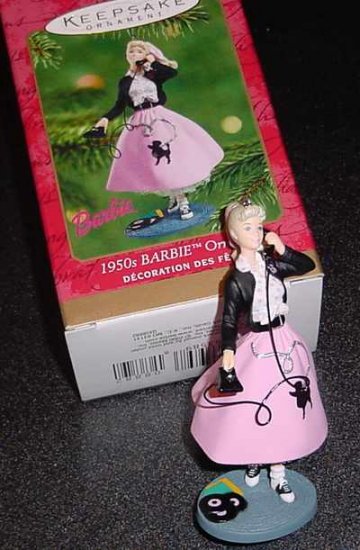 Hallmark 2001 1050s Barbie in Pink Poodle Skirt Ornament