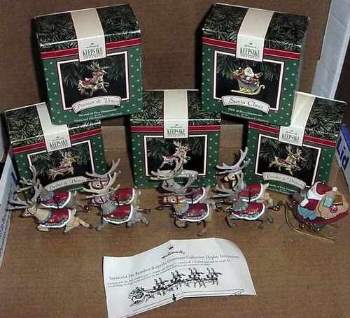 Hallmark 1992 Santa and His Reindeer - 5 Piece Set
