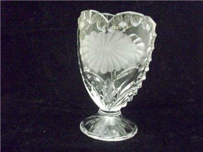 LEAD CRYSTAL ETCHED HEART SHAPED VASE