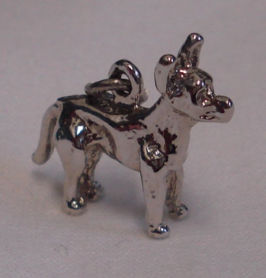 WOOF! Vintage Sterling CHIHUAHUA DOG Charm BIG EARS!