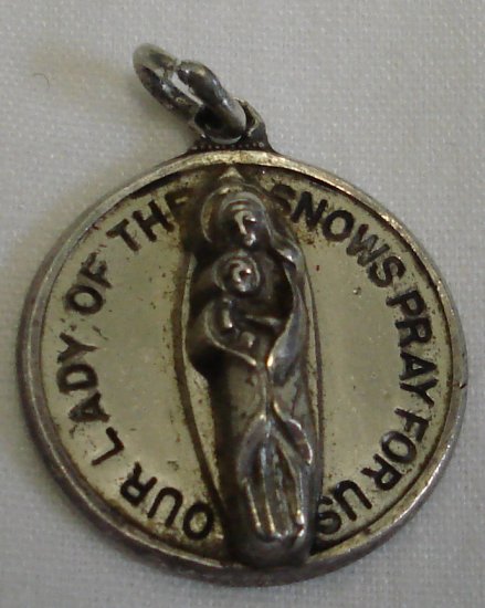 Vintage Sterling OUR LADY OF THE SNOWS Charm PRAY FOR US