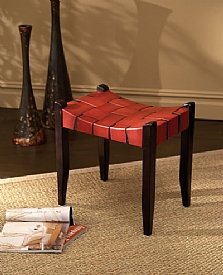 Bowed Red Leather Stool