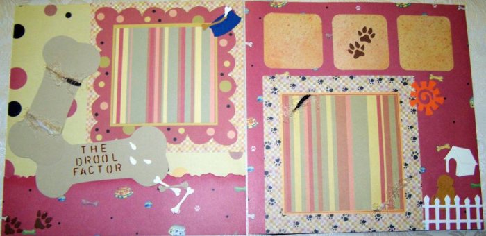 2 CUSTOM PREMADE SCRAPBOOK DOG PAGES THE DROOL FACTOR