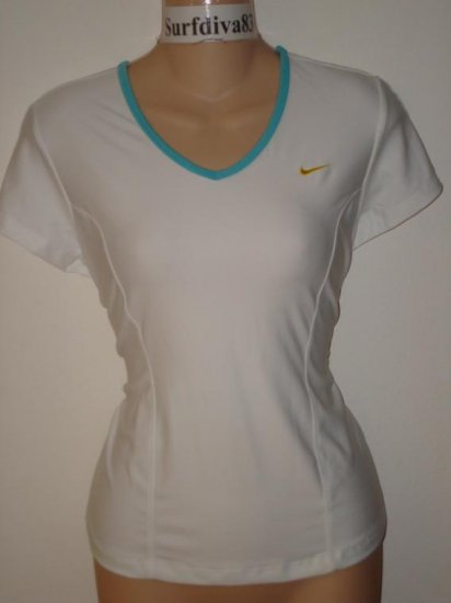 Nwt M 8-10 NIKE DRI-FIT Women Club Tee Top Shirt New Tennis White