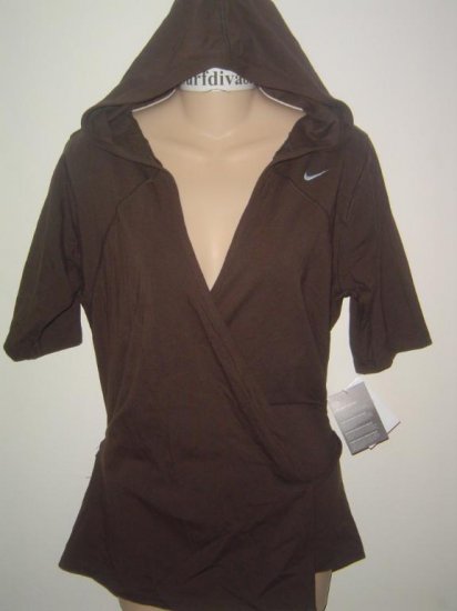 Nwt M NIKE Women Wrap-Up Soy Hoody Top Shirt New $65 Medium Brown