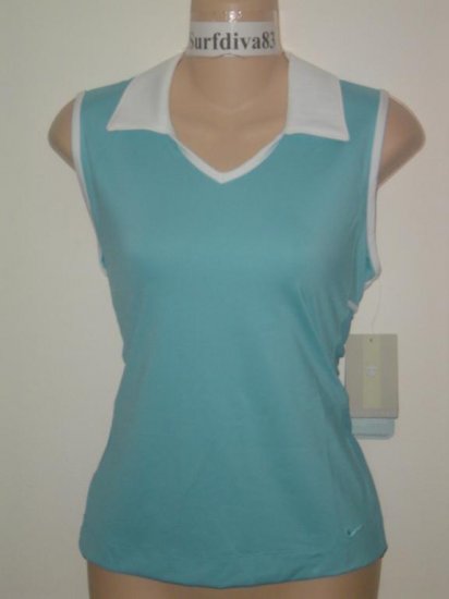 Nwt M NIKE GOLF Women Top Shirt New SPHERE DRY MACRO Medium Blue