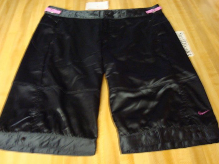 NwT XL NIKE Women Dri-fit Dance Satin Knee Shorts New Xlarge Black
