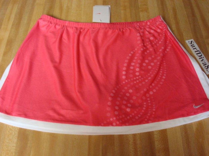 NwT L NIKE DRI-FIT Border Tennis Skirt Women New $55 Pink Printed