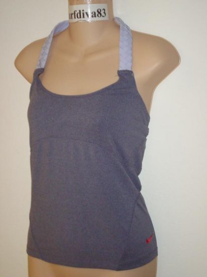 Nwt L NIKE DRI-FIT Women Halter Tank Top Shirt New Gray Large