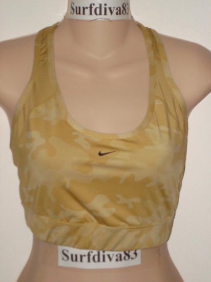 Nwt XL NIKE DRI-FIT Women Gold CAMO Sport Bra Top New Xlarge