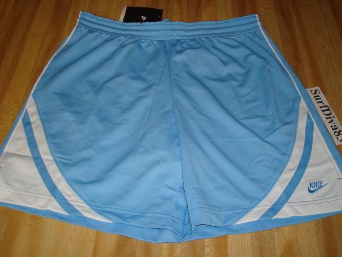 NwT M NIKE DRI-FIT Women Blue White WorkOut Shorts NeW Medium