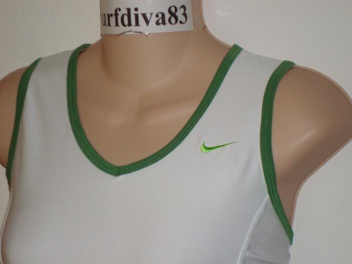 Nwt M 8-10 NIKE DRI-FIT Women CLUB Tank Top Shirt New Medium White Green