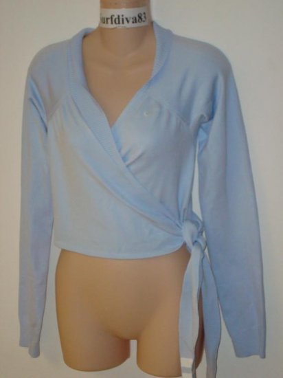 Nwt L NIKE DRI-FIT Yoga Guru Wrap Top New Women $85 Large Blue