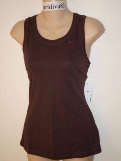 Nwt S NIKE DRI-FIT Women Fitness Tank Top Shirt New Small Brown
