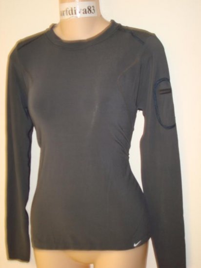 Nwt S M NIKE Dri-FIT Ipod Fitness Top Shirt New Women Small Mediium Charcoal