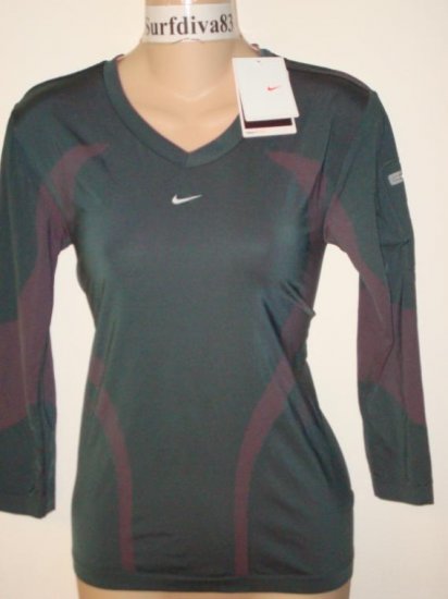 Nwt M NIKE + DRI-FIT Ipod Running Women Top Shirt New Medium Gray Pink