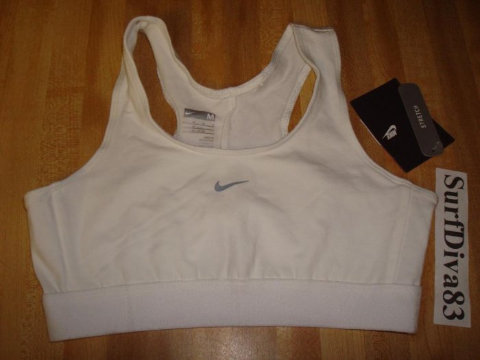 Nwt M 10-12 NIKE GIRL White Sport Bra Top Shirt New Medium